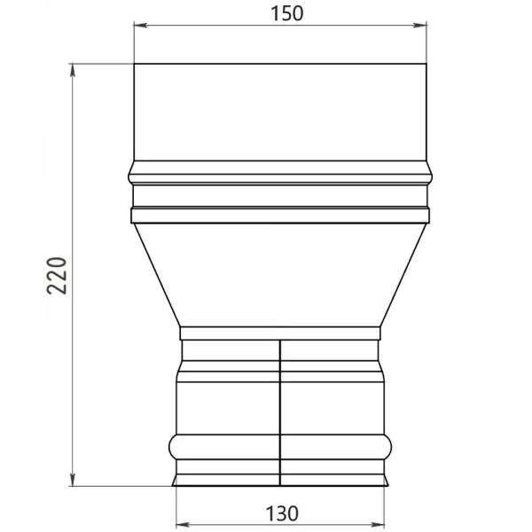 Адаптер котла-переход 130/150мм МП L220 (aisi 430/0.8мм)
