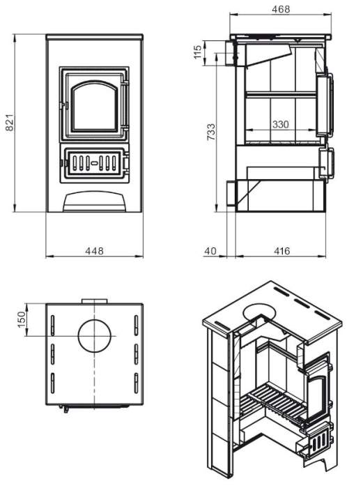 Печь-камин Везувий ПК-01 (270) красный 9кВт