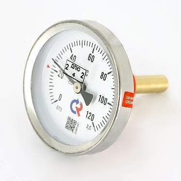 Термометр биметаллический РОСМА БТ-31.211 (0-120 С) Д 63мм, шток 46 х6 мм, G1/2