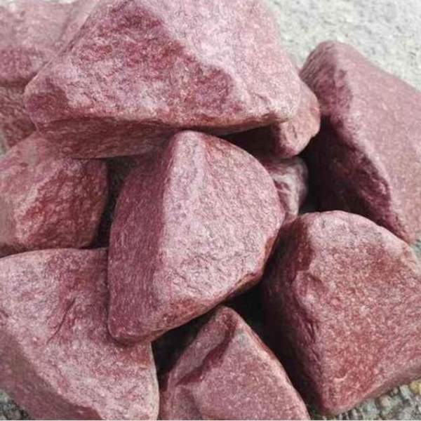 Камень для бани Кварцит малиновый, галтованный, 20 кг