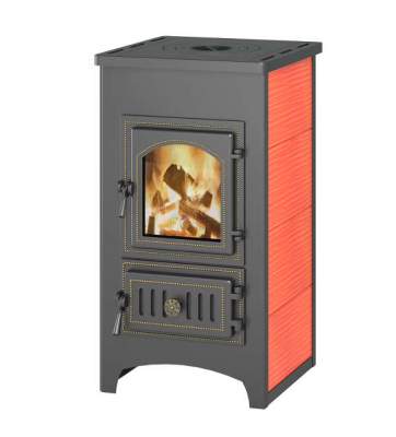 Печь-камин Везувий ПК-01 (270) с плитой, красный 9кВт