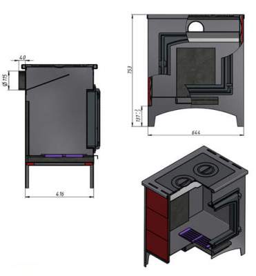 Печь отопительно-варочная  ВЕЗУВИЙ В11 дверца 224