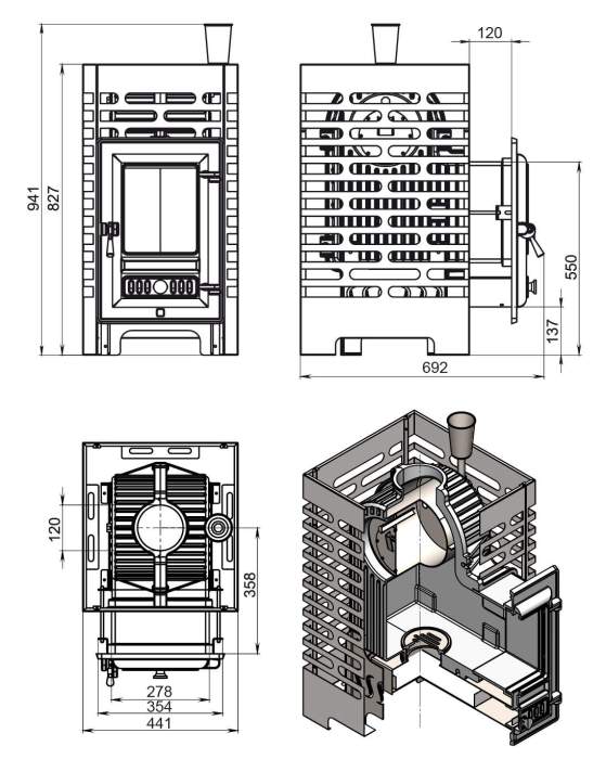 Печь-каменка чугунная ASTON Шторм 20 (350)