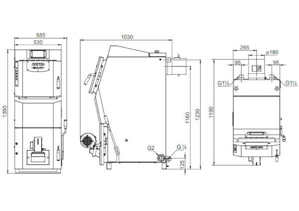 Котел твердотопливный длительного горения ZOTA "Bulat Turbo" 37 кВт