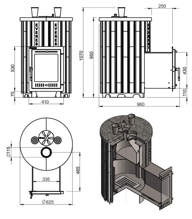 Печь-каменка Эверест "Steam Master" 30 INOX Ламель Талькохлорит, S-20